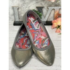 Skechers Women's Cleo Dazzles Ballet Flat Charcoal Size 5 Memory Foam Air Cooled